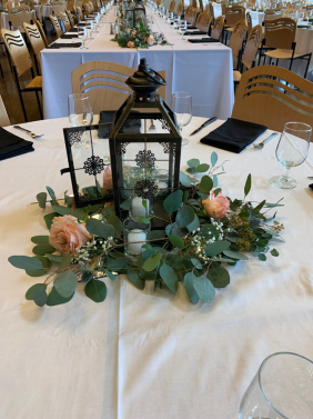 Lantern Centerpiece with Eucalyptus