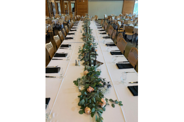 Barron's Table with Eucalyptus and roses