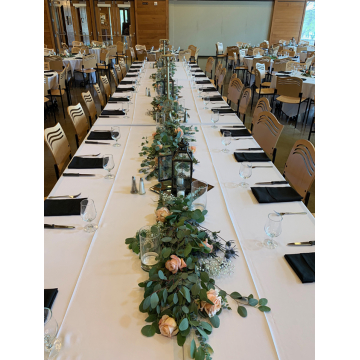 Barron's Table with Eucalyptus and roses