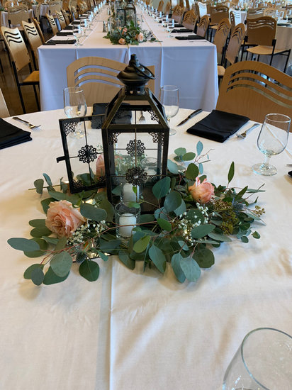 Lantern Centerpiece with Eucalyptus
