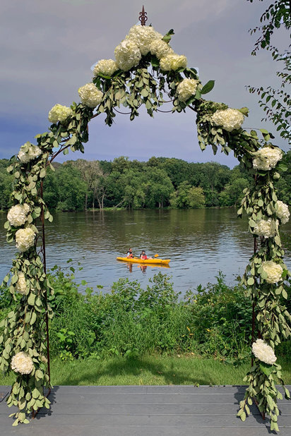 Hydrangea Archway Overlooking the River