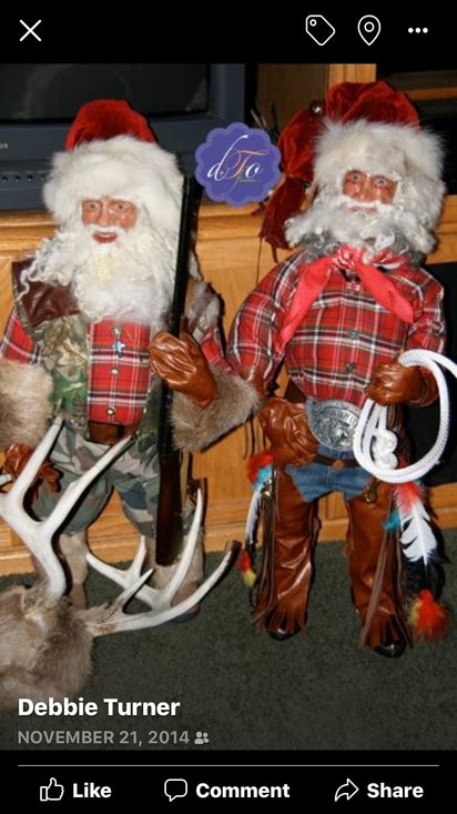 HUNTER SANTA & BULL RIDER SANTA